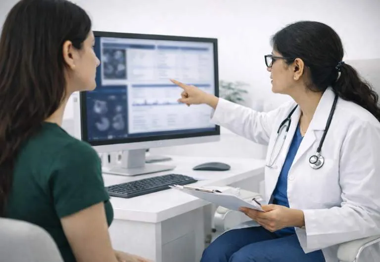 Illustration representing specialised gynaecology services in Bengaluru